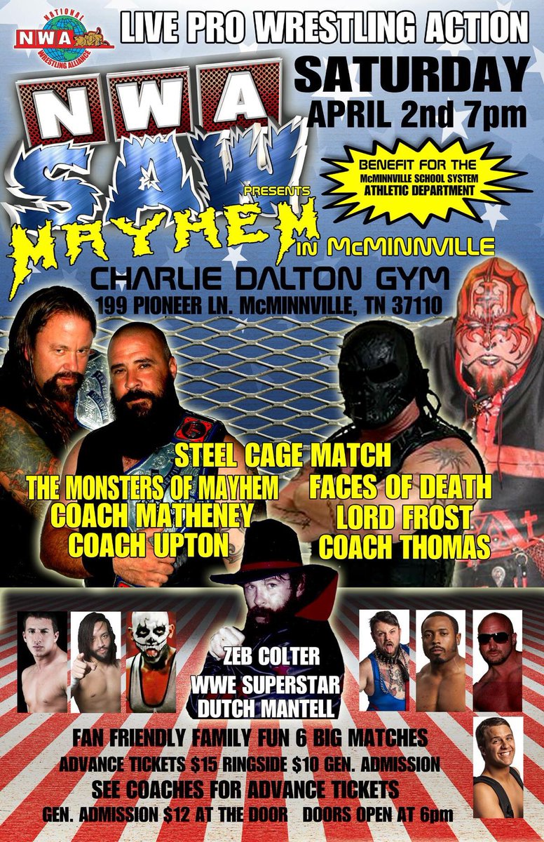 monsterjernigan's tweet photo. Dutch Mantel April 2nd in McMinnville for  NWASAW athletic department fundraiser. Contact me for advanced tickets!!! https://t.co/mhcoA85ACJ