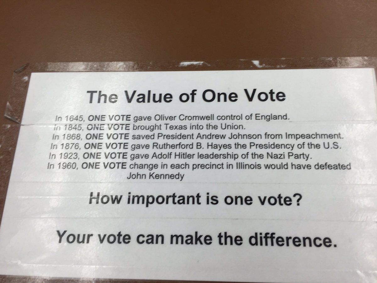 RepSprenger's tweet photo. Dropped my PCP form off at the Linn County Clerk's office today and saw this on the counter.  Every vote does count! https://t.co/8Kjjts0x1p