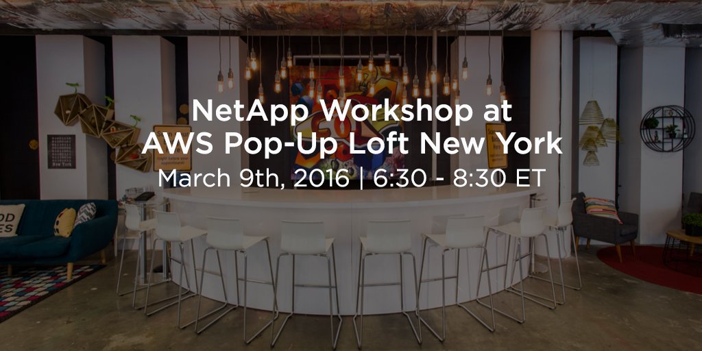 DLMunsch's tweet image. In the NY Area? join @NetApp on 3/9 - AWS data architecture exchange! #NetAppDeveloper nt-ap.com/AWSLoftTW