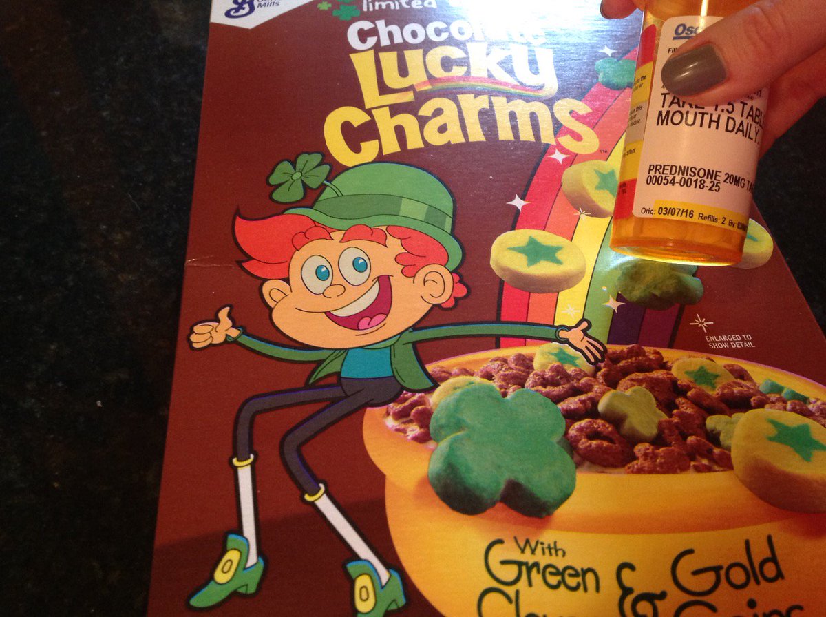 RachelGrzych's tweet photo. Only fellow #ibd patients get this humor!Picked them both up today. Hope this evil drug is my lucky charm! https://t.co/CxyAlFL13D