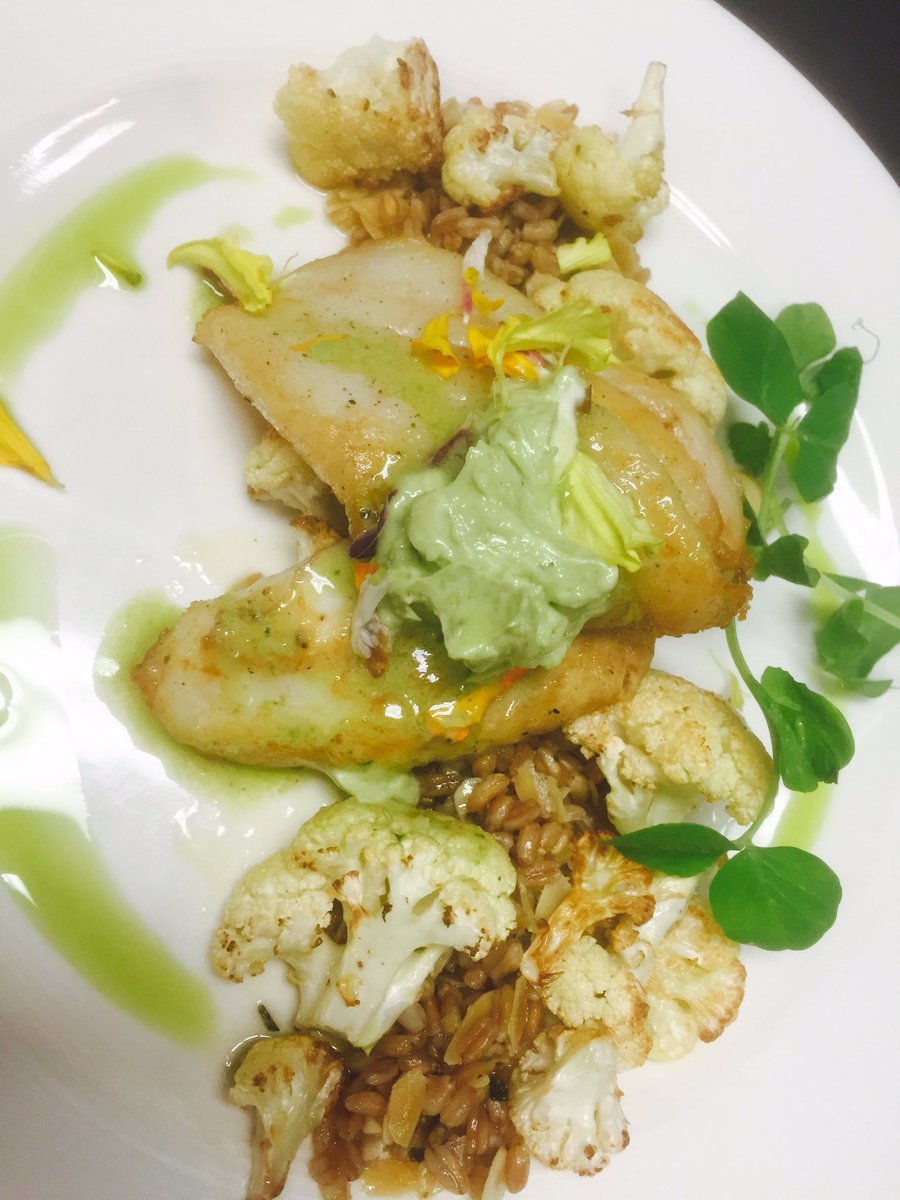 altiusdining's tweet photo. Pan seared John Dory, herb pest butter, almond Farro, roasted cauliflower https://t.co/AHgCkcFdDO