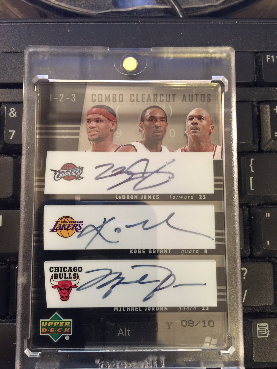 LISportsCards's tweet image. A new pickup. @UltraProIntl @UpperDeckSports #goats #tripleauto #jerseynumber #lebron #kobe #mj