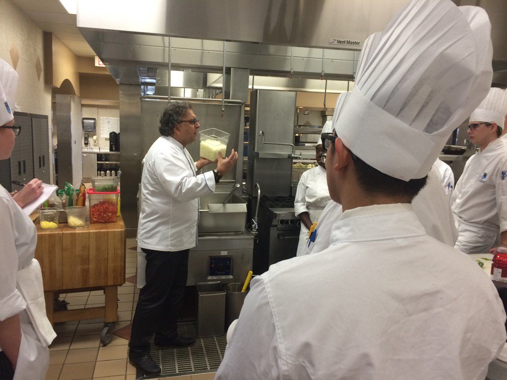 Gansub2015's tweet photo. @NAITCulinary @ErnestsNAIT @YEGFoodGuide Chef in Residence Vikram Vij with the Evening Dining class https://t.co/YarWpIF2j2