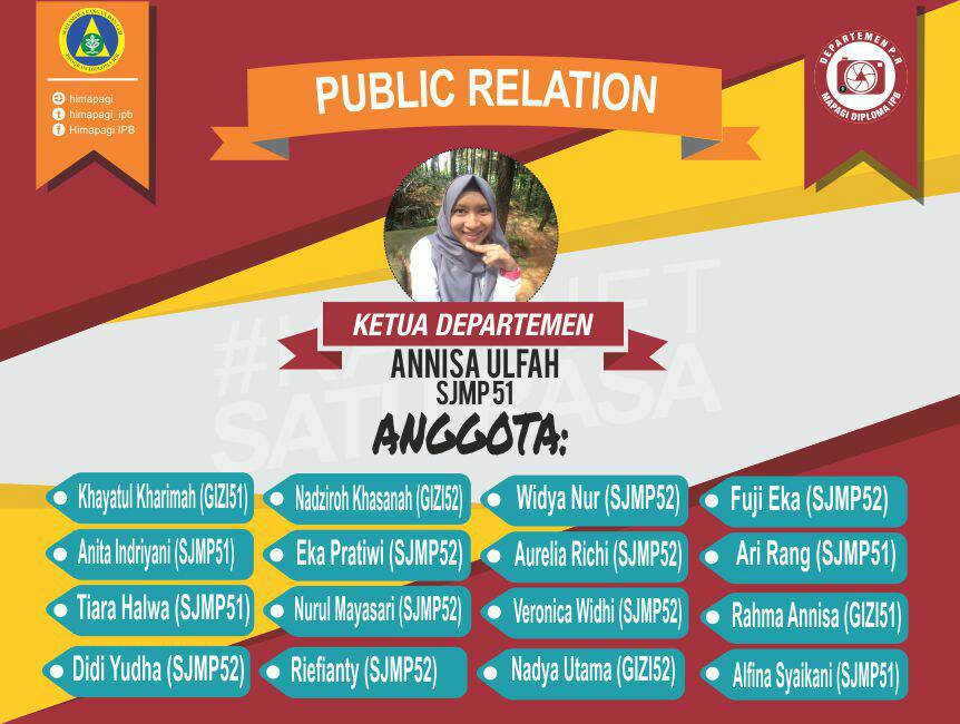 PUBLIC RELATION, Mereka adalah radarnya Himapagi yang selalu memberikan informasi seputar Pangan dan Gizi khususnya🙌