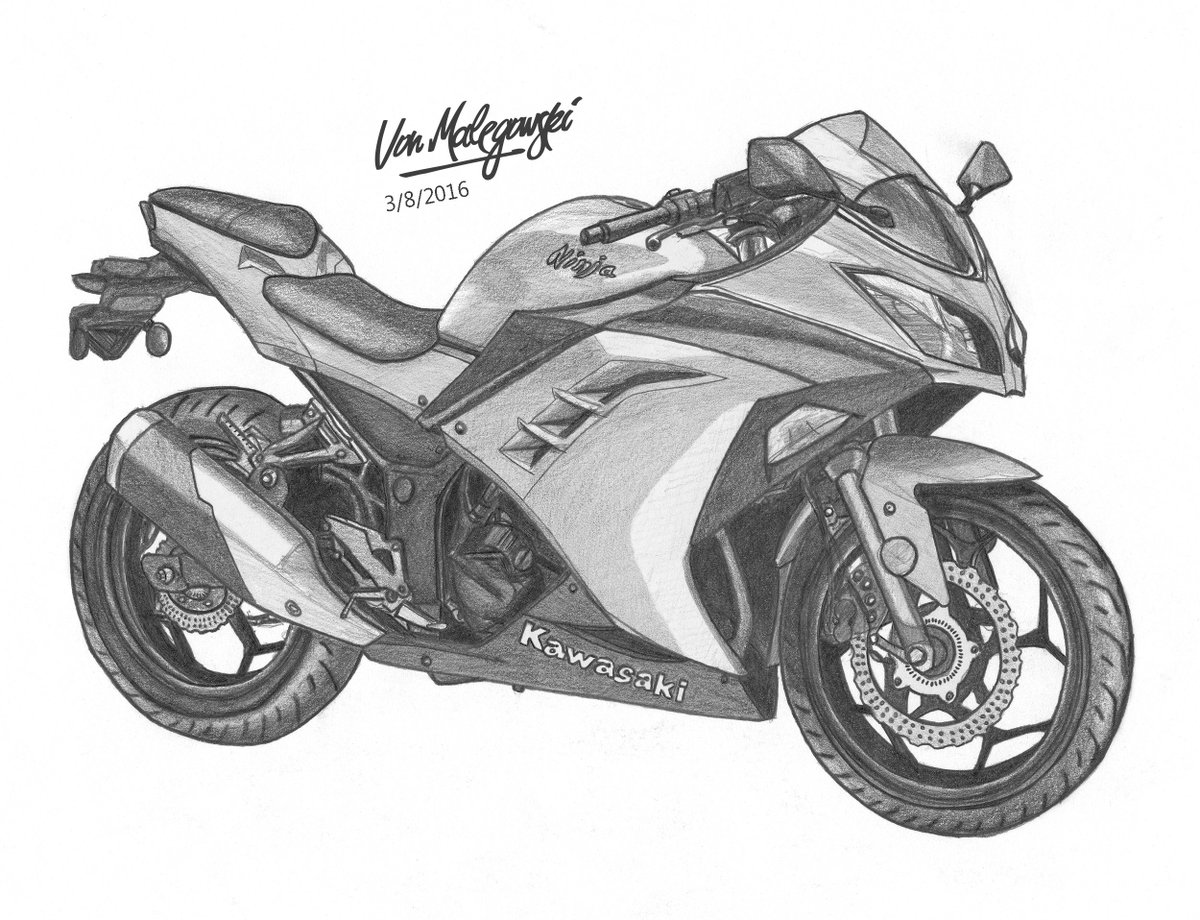 Von Twitterissä: "Kawasaki Ninja motorcycle drawing. #drawing #Kawasaki #ninja https://t.co/8c3Je6cbmW" / Twitter