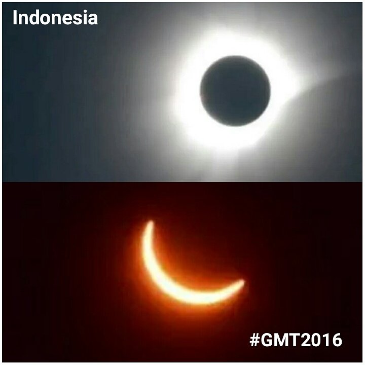 AgnesMonicaIndo's tweet photo. AGNEZ MO, Wow... Detik-detik Gerhana Matahari Total, so Amazing. #GMT2016 #SolarEclipse 😃😃😃 https://t.co/ZGD079V6Zw