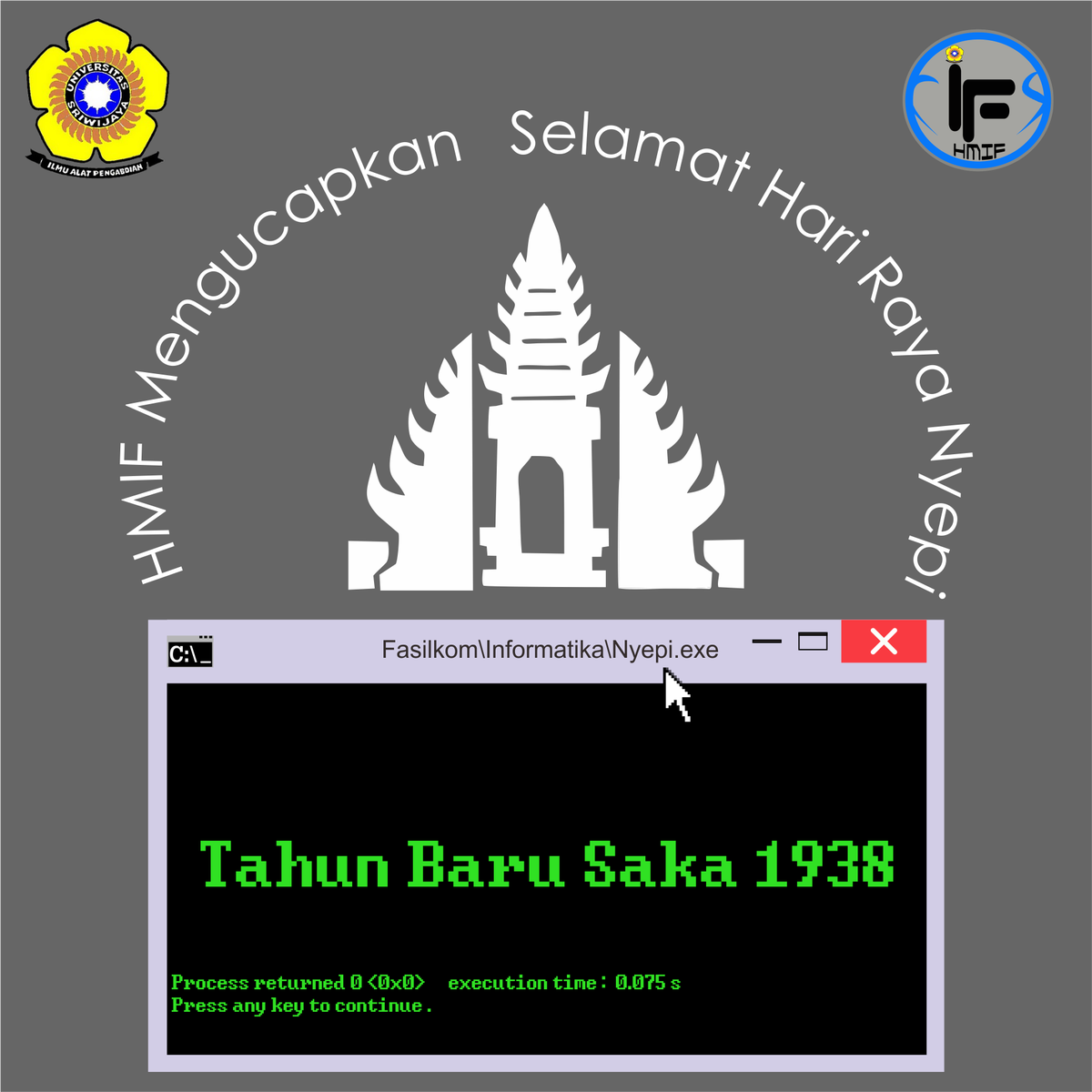 HMIFUnsri's tweet photo. Selamat Hari Raya Nyepi Tahun Baru Saka 1938 bagi yang merayakan. https://t.co/vToAWumRij