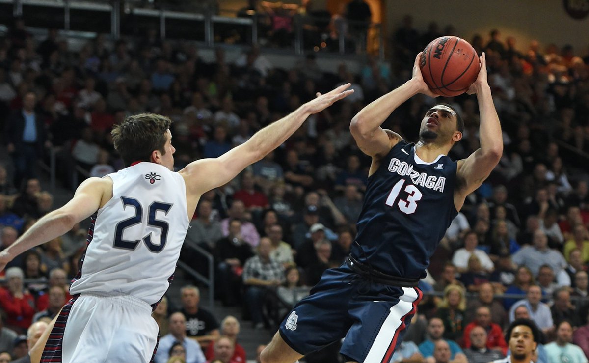 espn's tweet photo. WCC champs! 

With a 85-75 win over Saint Mary's, Gonzaga punched its 18th straight ticket to the NCAA Tournament. https://t.co/8PUDEnP7Bz