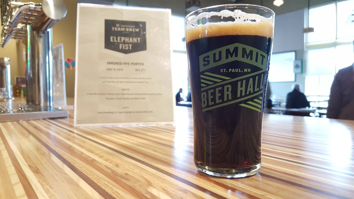 summitbeer's tweet photo. Team Brew Series Beer Hall exclusive Elephant Fist smoked rye porter available Thurs-Sat #SummitBeerHall https://t.co/CUU4xOojll