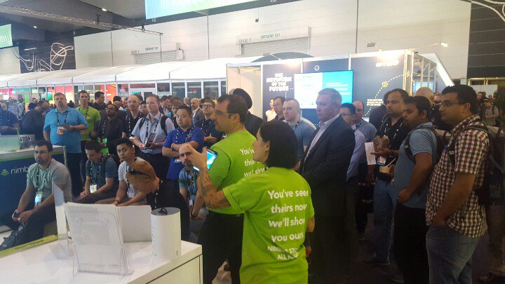 BKCH's tweet photo. Huge crowd at the #NimbleFlashMob #NimbleStorage booth for our live demo @vmineer leading the way! https://t.co/3B8Z5esvZn