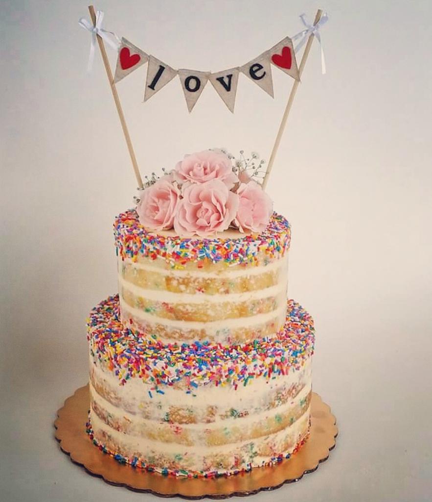 gateauva's tweet photo. Funfetti naked wedding cake. Fun and festive - and delicious! https://t.co/I98cgsTR4y