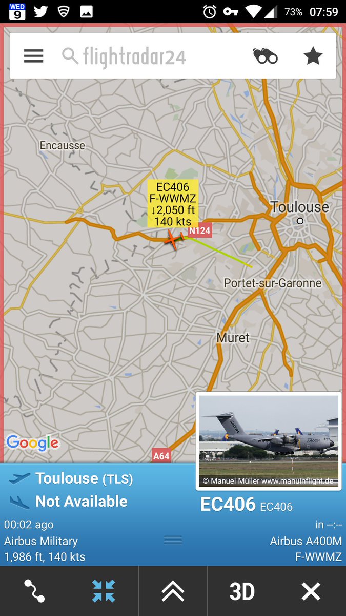 CivMilAir's tweet photo. Airbus Military 
A400 #EC406 from Toulouse 
https://t.co/sXFRXtd1l1 https://t.co/Vr8geo4Irm
