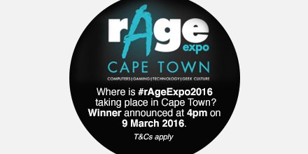 Using #rAgeExpo2016 answer the question below &amp; u could win 1 of 5 pairs of tickets 2 <a href="/rAgeExpo/">rAge Expo</a> in CPT! T&amp;Cs apply.