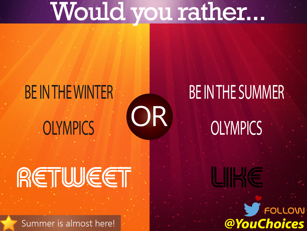 YouChoices's tweet photo. Which Olympics? https://t.co/5yQ8iuEe3f
