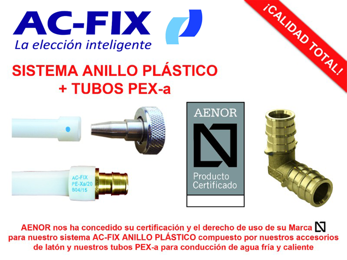DismatCuchi's tweet photo. ¡@AENOR certifica el sistema Anillo Plástico #PEXa de #ACFIX! #Calidad #Calefacción #Fontanería #ParaProfesionales https://t.co/M2iZ7CGt14