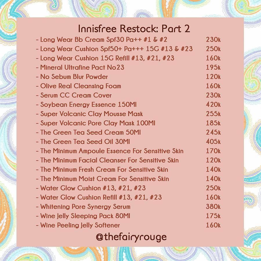 INNISFREE RESTOCK!! Lanjutan daftar stok Innisfree. Semua yang ada di daftar sudah pernah … ift.tt/1LQCmRz