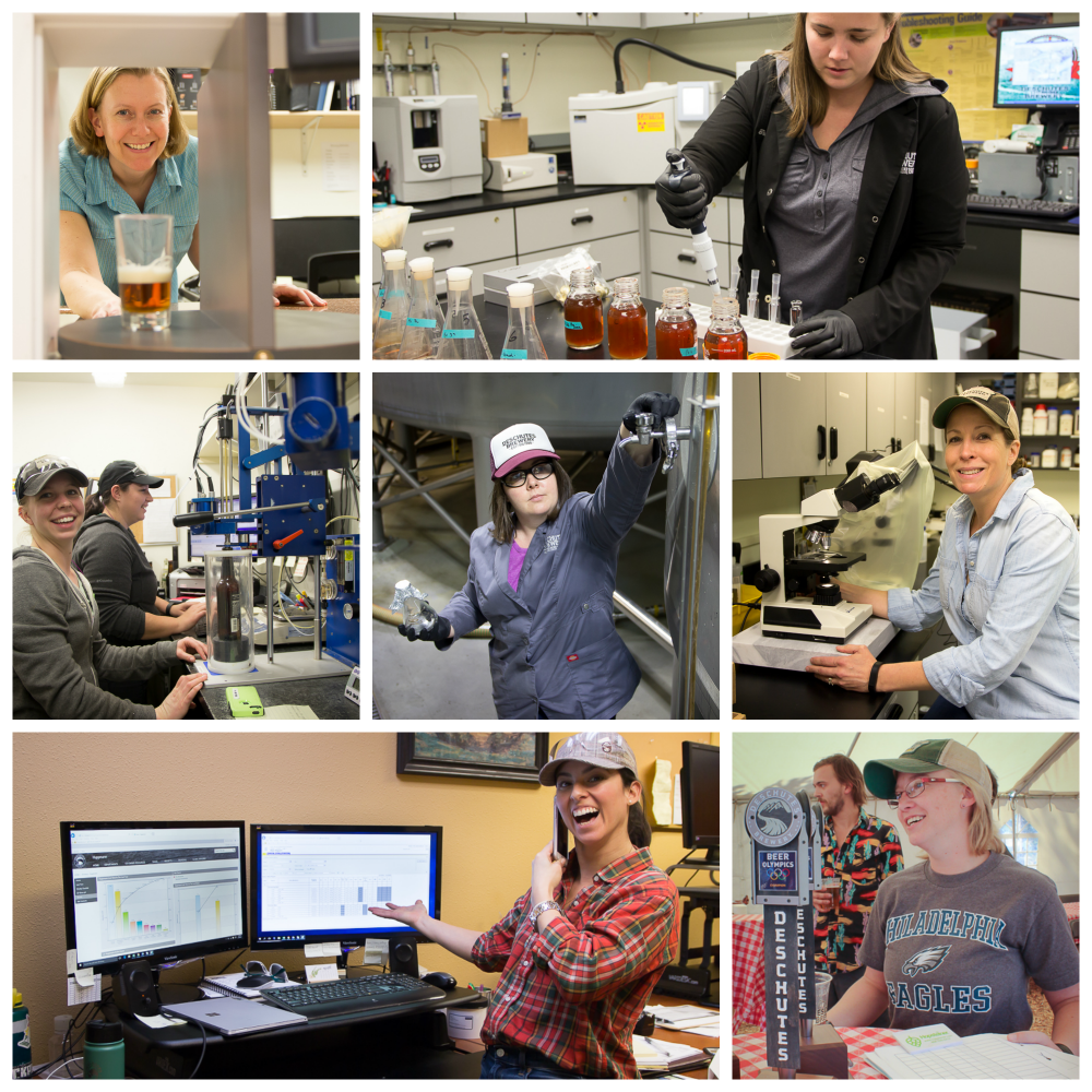 DeschutesBeer's tweet photo. It's #internationalwomensday! Let's raise a pint to these women in brewing &amp; QA who make sure you get tasty beer! https://t.co/aKNVXjwGhw