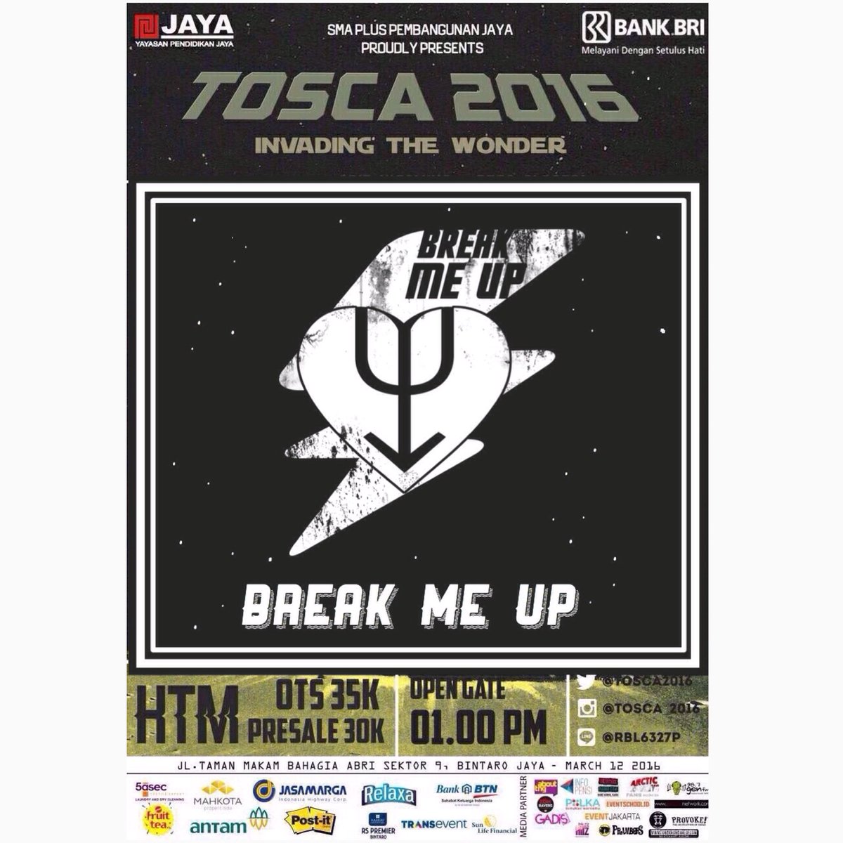 Sabtu besok kita bakal main di <a href="/Tosca2016/">TOSCA PENSI 2016</a> pada jam 16.10 sore! See you there!