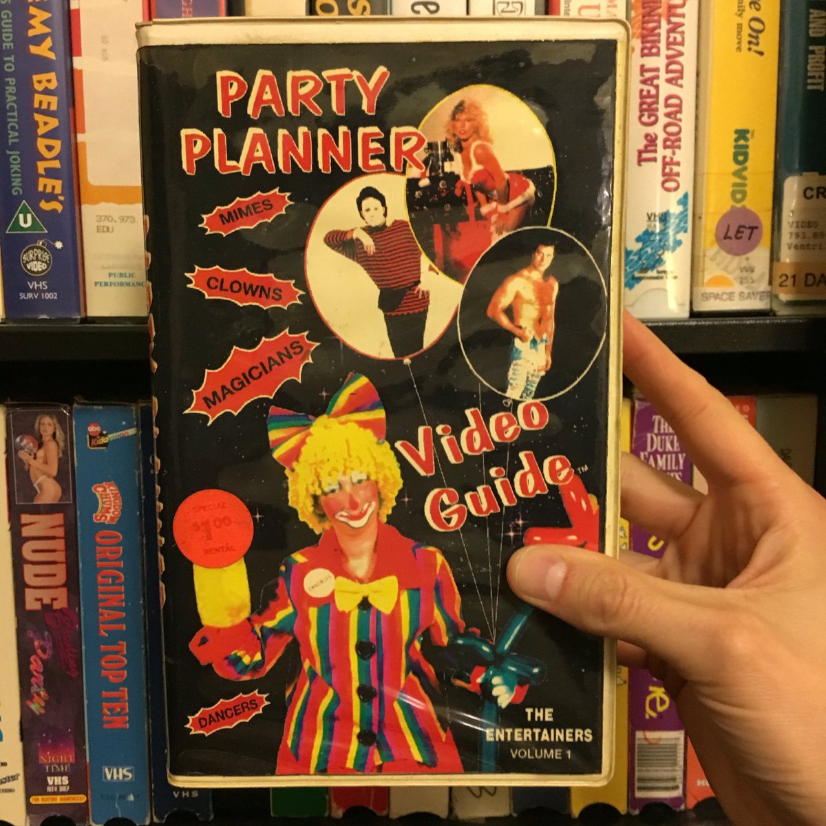 foundfootage's tweet photo. Found this just in time for my Mime-Clown-Exotic Dancer party! #niecesfirstcommunion https://t.co/Y6tMxUlzMS