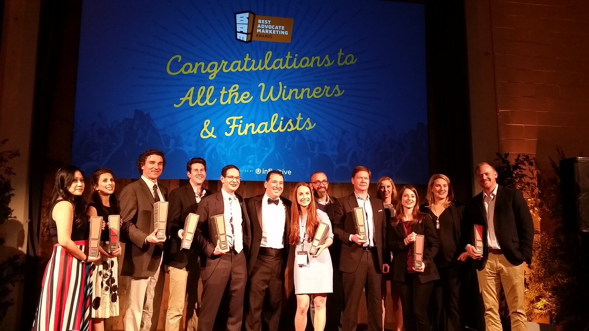 influitive's tweet photo. Congratulations 2016 Best Advocate Marketing Awards winners and finalists! #BAMMIES #Advocamp https://t.co/Kkr74RdFGQ