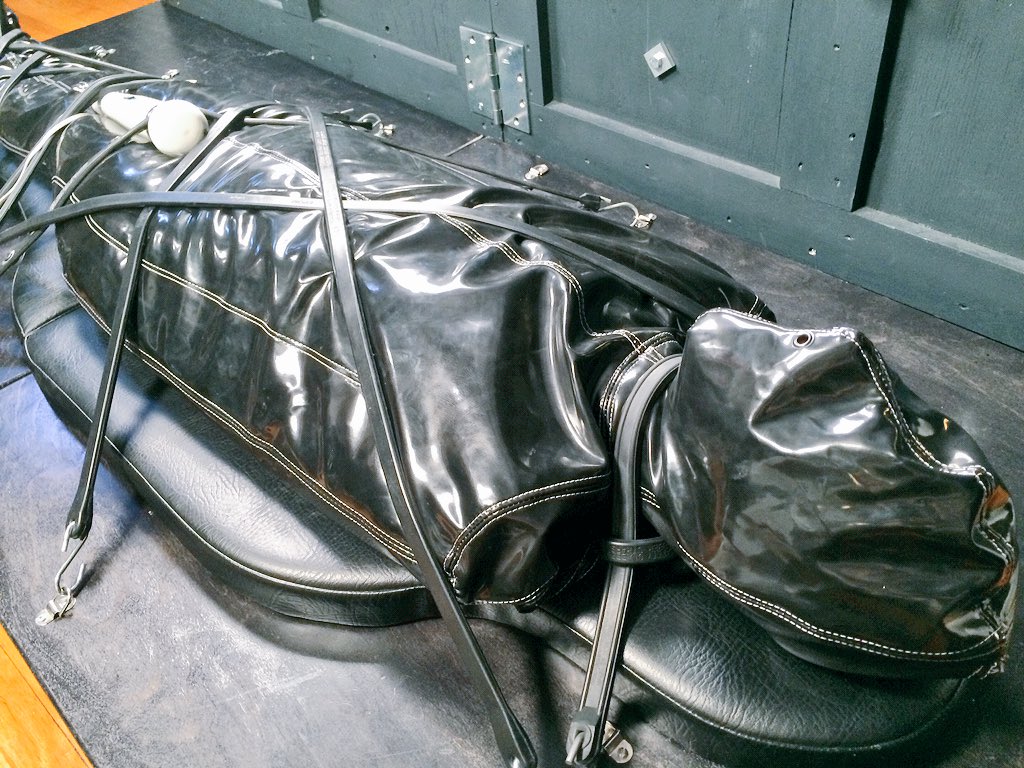 Heavy rubber, crazy chair, PVC sleepsack and some VERY erotic moments! 