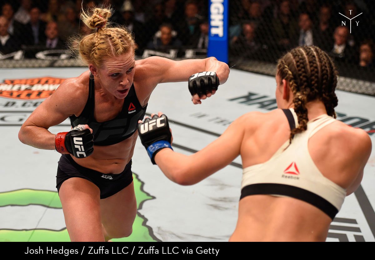 NewYorker's tweet photo. Holly Holm knocked out Ronda Rousey, and then got knocked out herself. What happens next? https://t.co/gcoTFXwui5 https://t.co/as2f9TFplo