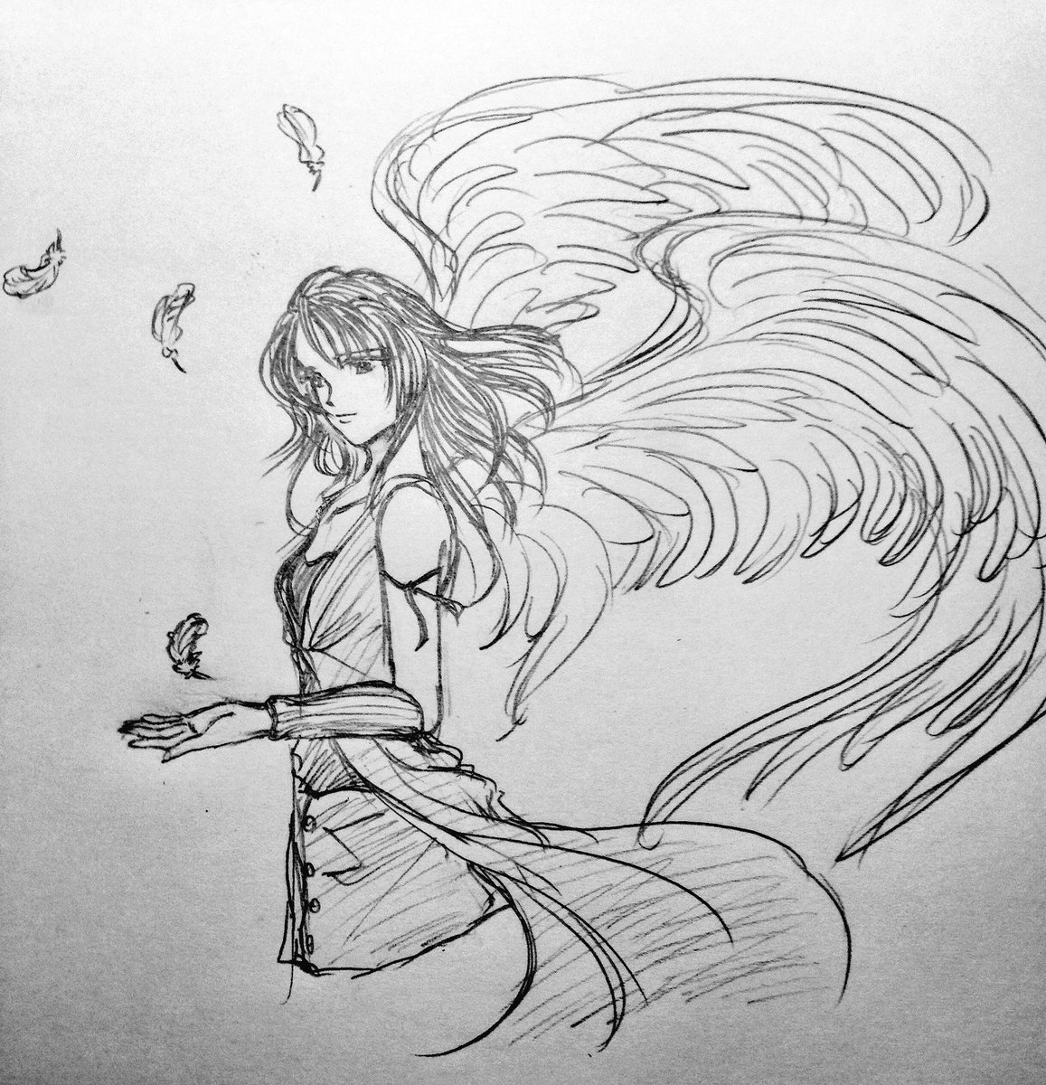 FF8のリノア落書き。魔女の秘密展見に行ったら久しぶりに描きたくなった。 