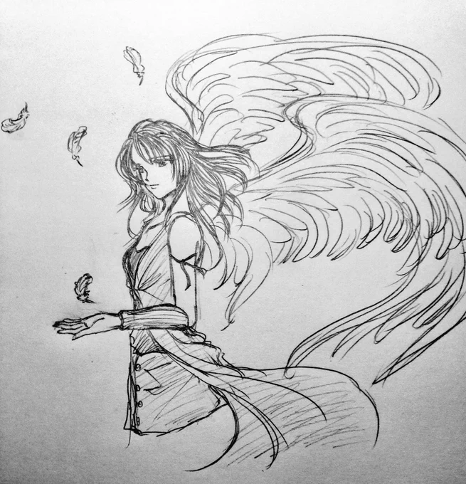FF8のリノア落書き。魔女の秘密展見に行ったら久しぶりに描きたくなった。 