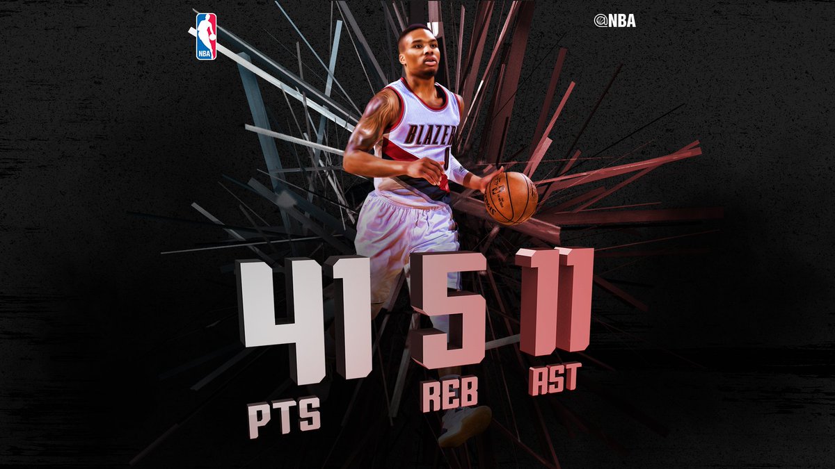nbastats's tweet photo. Damian Lillard poured in 41PTS with 5REBS &amp; 11ASTS in leading the @Trailblazers to an OT win! #SAPStatLineOfTheNight https://t.co/sHBKTBQbJN