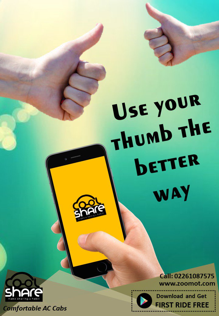 Coolshare15's tweet photo. #Thumb #BetterUse #CoolShare #App #Playstore #iOSComingSoon #ComfortableAcCabs https://t.co/SS2LBnUkhr