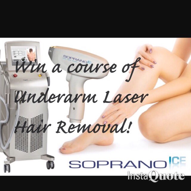 RachelHunterBea's tweet photo. Want to win a course of 6 #SopranoIce #LaserHairRemoval for your underarms worth £375? 😁 #Retweet to win! https://t.co/vcloSPlQL7