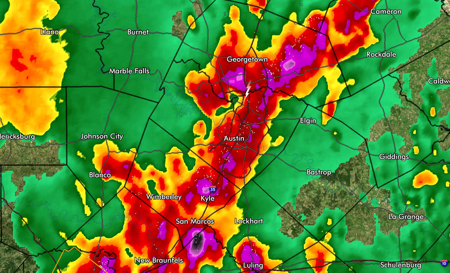 KXAN Weather on Twitter "Every white dot a lightning strike in last 10