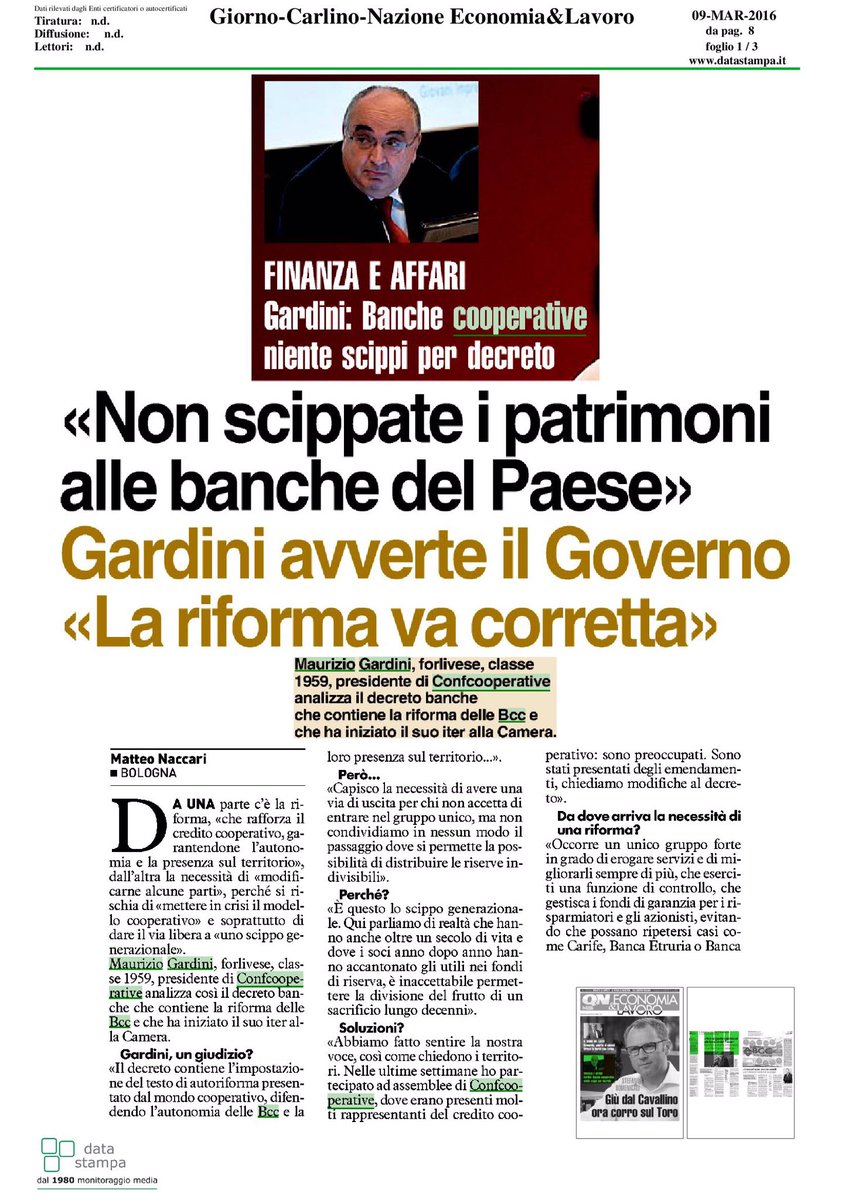 Confcooperativ1's tweet photo. BCC Gardini correggere riforma: non scippare i patrimoni ai territori @ItaCooperativa @fabioladiloreto @Marco_Ventu https://t.co/fZPjhaM82T
