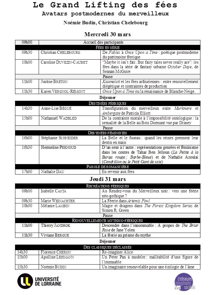 C_E_R_L_I's tweet image. #Colloque "Le Grand Lifting des Fées" 30-31mars2016 Nancy. Programme et description : cerli.org/appel-le-grand…
