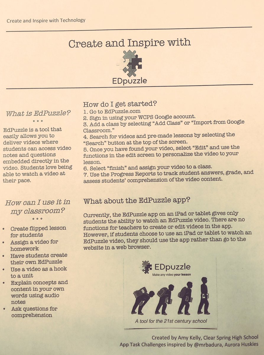 chrisclinewcps's tweet photo. @EDpuzzle app challenge created by @mrskellyhistory for our staff inspired by @mrbadura #digilead #appchallenge https://t.co/7D0hVRB4ws