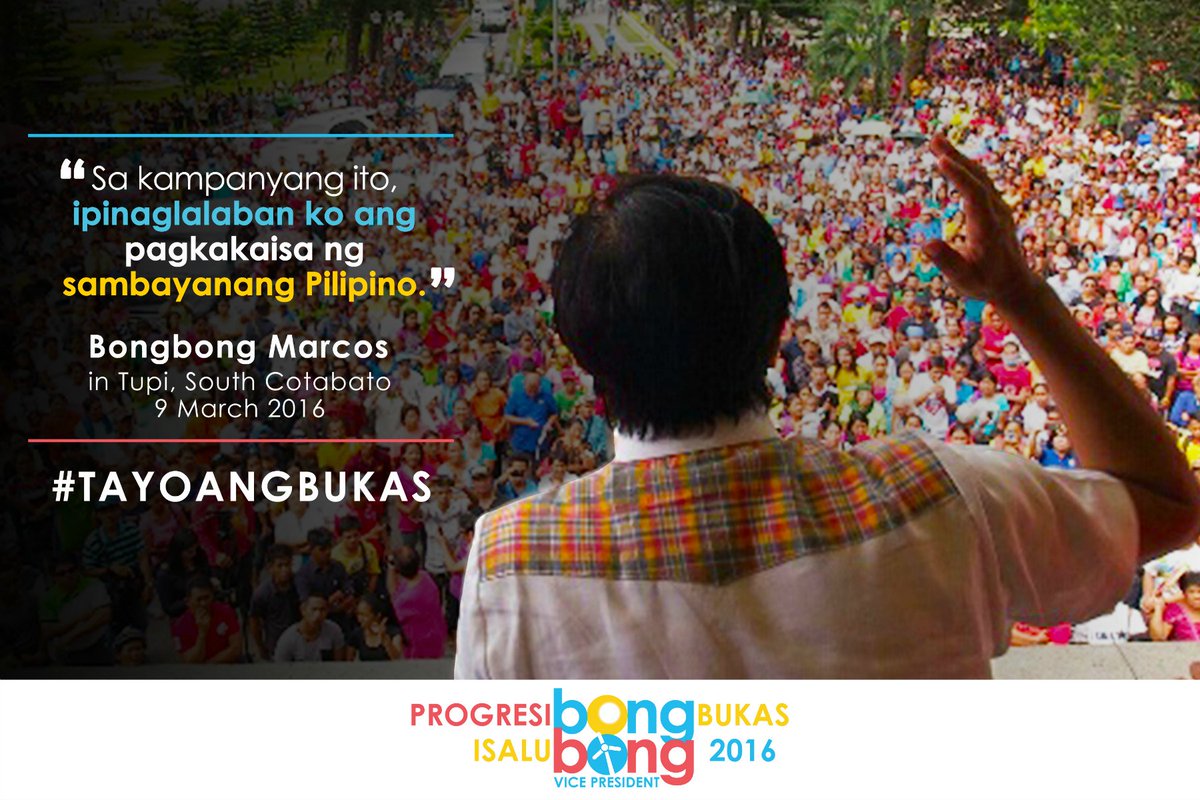 bongbongmarcos's tweet photo. Hindi ko inasahan ang ganito katinding pagmamahal sa unang araw ng pagbisita sa Mindanao #UnityCaravan #TayoAngBukas https://t.co/IOSBQDBact