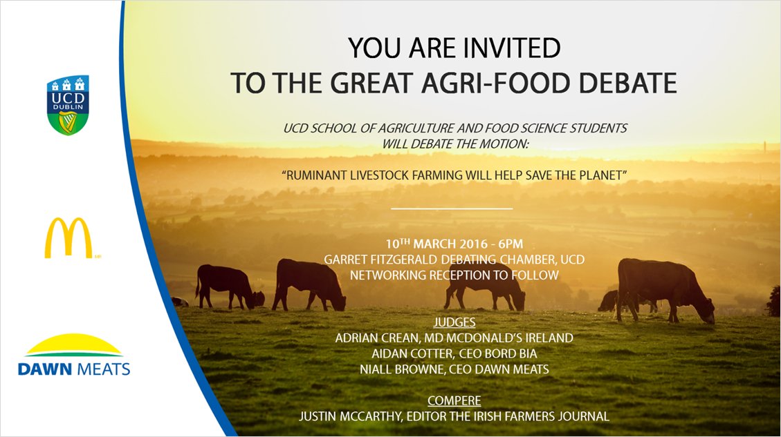 dawnmeatsgroup's tweet photo. 1 day to go until the #agrifooddebate @ucdagfood @Bordbia @McDonalds @farmersjournal. 6pm tomorrow, See you there! https://t.co/5J4leTrLoW