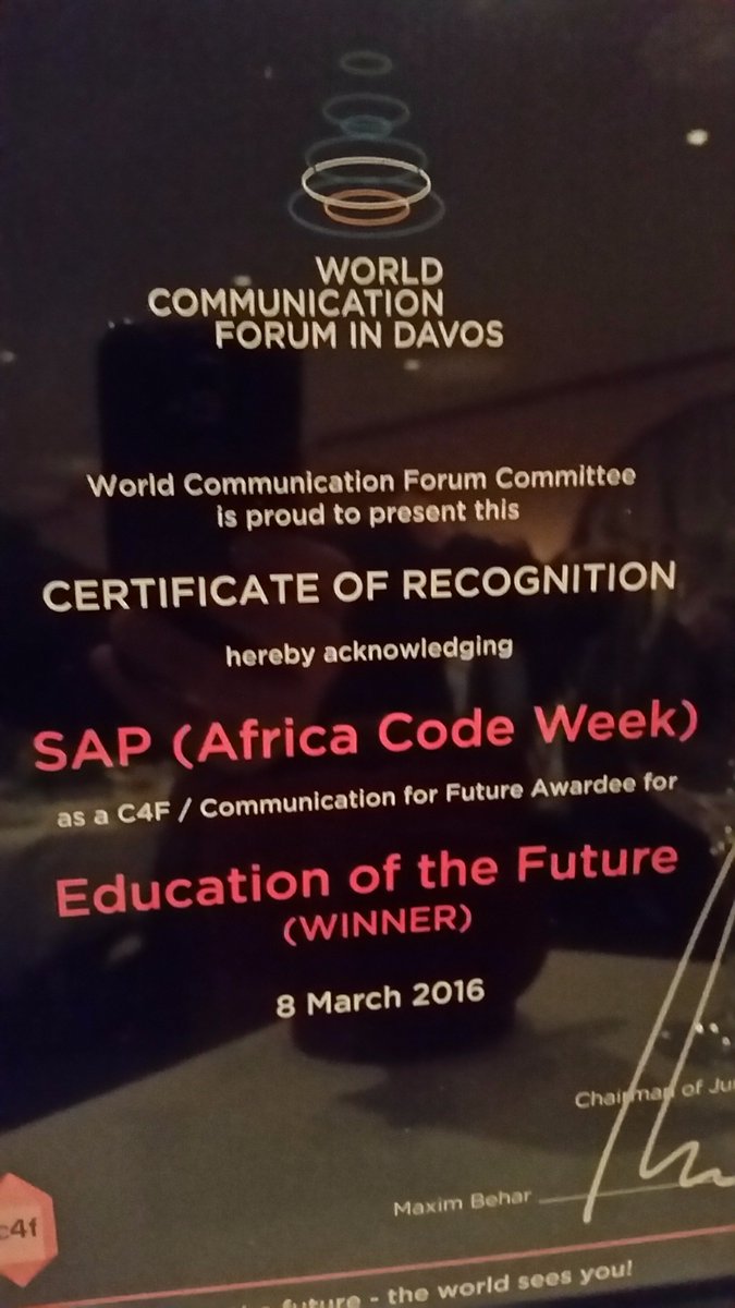 And the #Winner is... @SAP @AfricaCodeWeek @WorldCommForum #EducationoftheFuture #C4FAward
