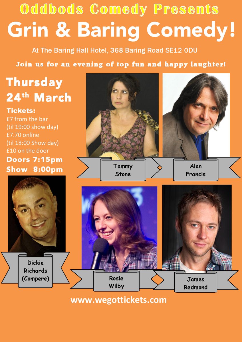 Top #comedy continues <a href="/BaringHallHotel/">Baring Hall Hotel</a> March 24th! <a href="/WoW_Bromley/">Reputably Bromley</a> <a href="/BromleyWOT/">Bromley Whats On</a> <a href="/lifeinbromley/">Bromley</a> <a href="/bromleypopulo/">Bromley Populo</a> <a href="/Lee_SE12/">Lee SE12</a>