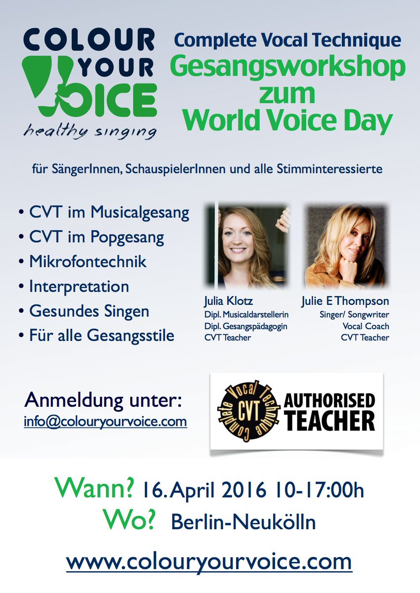 JulieE_Thompson's tweet photo. #singing #workshop #Masterclass for #Worldvoiceday 2016-#completevocaltechnique in #Pop #musical singing! #Berlin :D https://t.co/kDXc51iRij