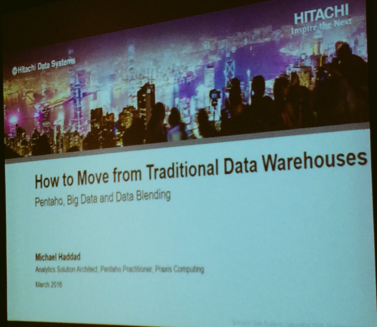 ETS55's tweet photo. How to move from traditional data warehouse reporting with Michael Haddad #bigdata @HDS_SSA https://t.co/RyvaEmjWyr