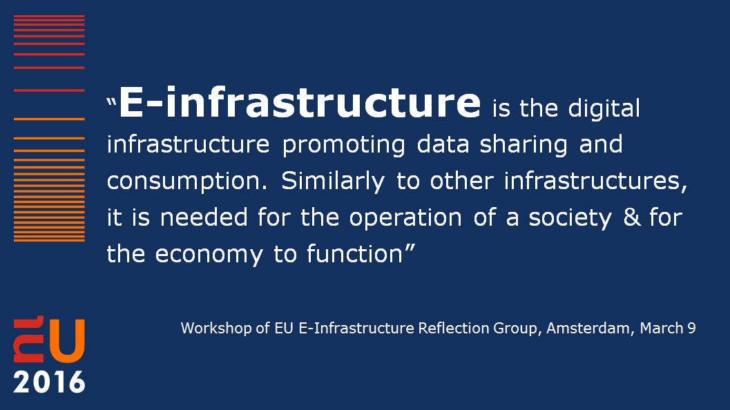 NLatEU's tweet photo. In Amsterdam, @EU2016NL workshop on e-infrastructure takes place. E-what? See https://t.co/wYaBn44ceW #EIRG @MinOCW https://t.co/6eT4bXEx73