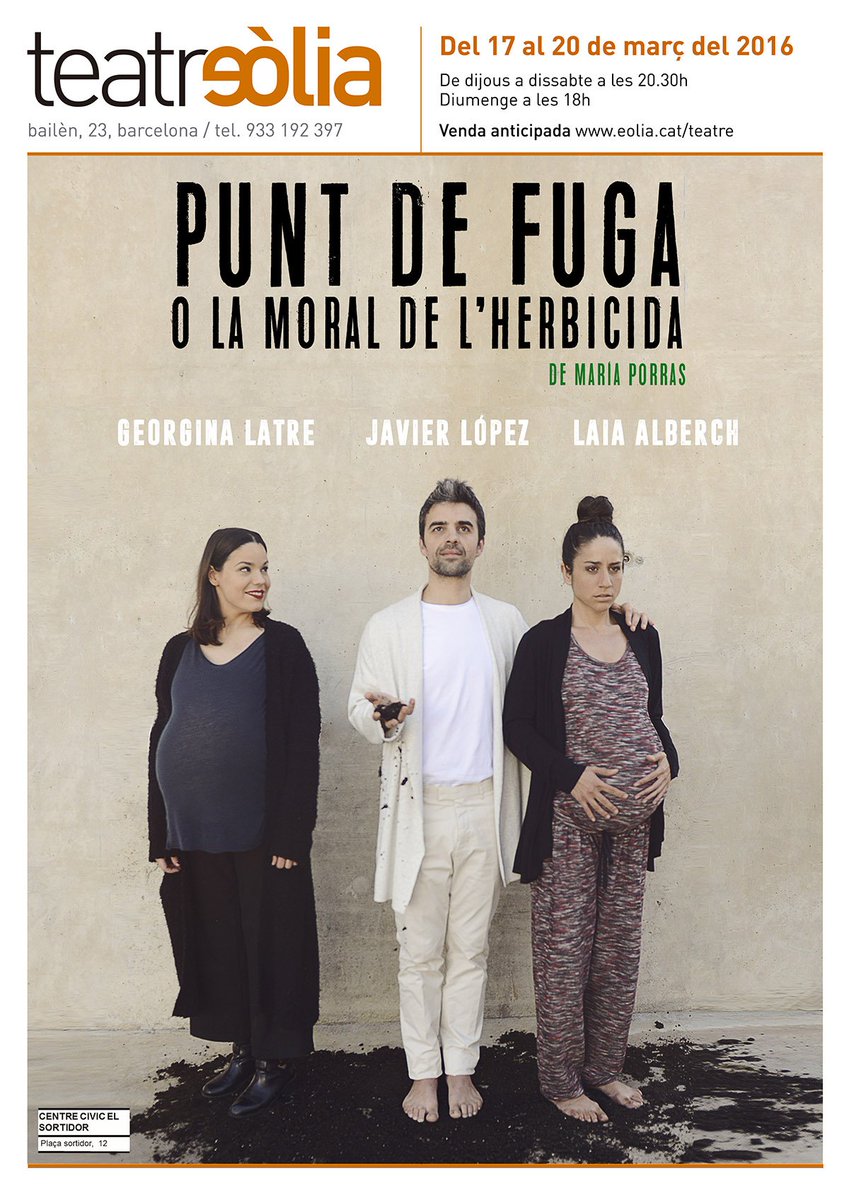 teatreolia's tweet photo. @LaEsgrata estrena el 17/3 #Elpuntdefuga, o la moral de l'herbicida. https://t.co/IUdaJfahqV Un títol interessant! https://t.co/o6e0QLvfqG