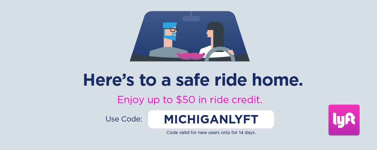 PaidScope's tweet image. Simply download app and have a safety ride whenever needed. Use code: MICHIGANLYFT today! #lyft #michiganlyft #free