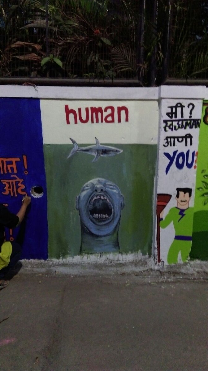 SwachhBharatGov's tweet image. Wall painting in Mumbai by #SwachhBharat volunteers in order to propagate the message of #MyCleanIndia. @SwachhMaha