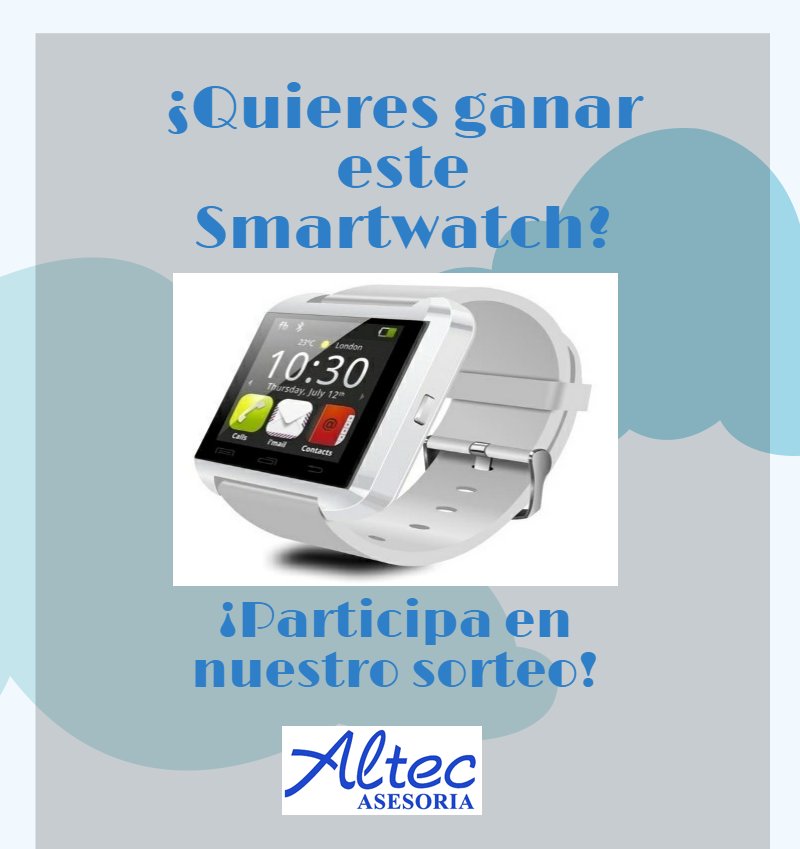 AltecAsesoria's tweet photo. Sorteamos este Smartwatch . Sólo tenéis que seguirnos y seguir los pasos https://t.co/uRKk4H5ZyB #sorteosmartwatch https://t.co/EyJRayiVrT