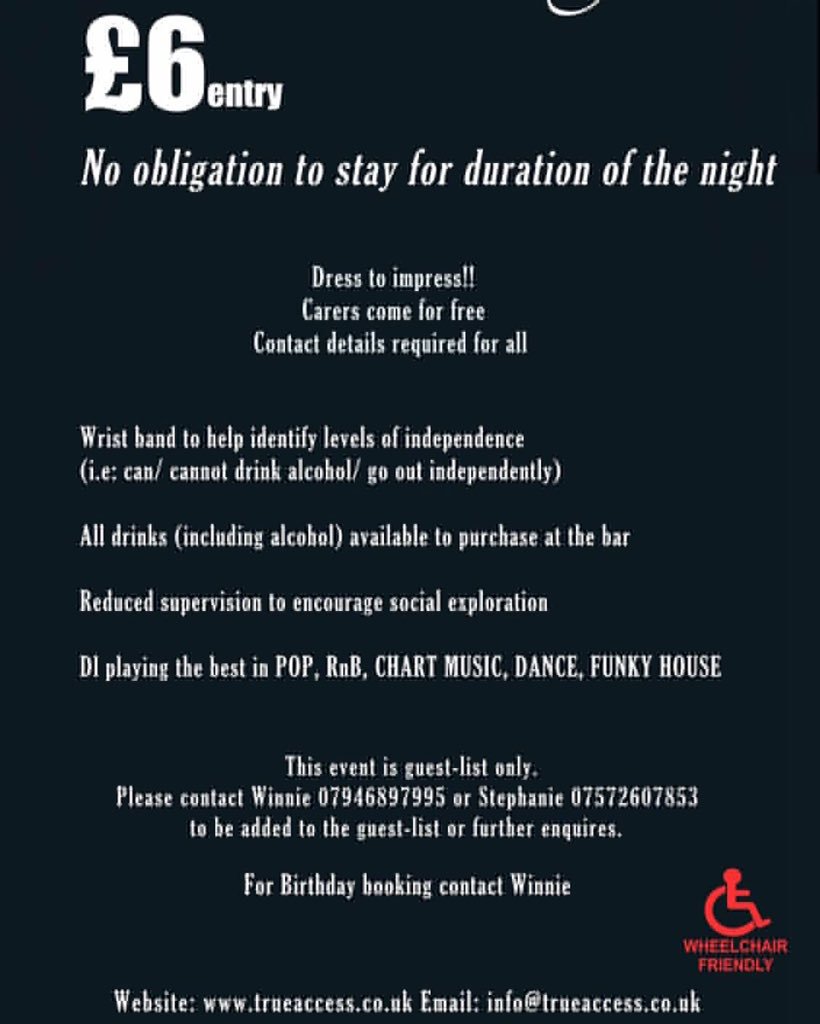 Change4disabled's tweet photo. 30th March! Playing the best chart hits 18+ free cocktail on arrival! #trueaccess #london #party #disability #autism https://t.co/ZXoR4fiLHd