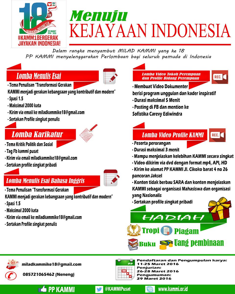 Aneka Lomba 18 Tahun KAMMI Jayakan Indonesia oleh <a href="/KAMMIPusat/">PP KAMMI</a>  #KAMM18ERGERAK