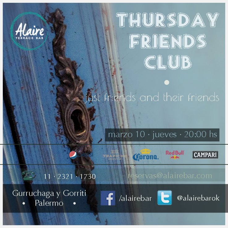 eugenioramade's tweet photo. @soylavargas @narayoli  Thursday Friends Day en @alairebarOk  venis??? https://t.co/RujvC17uvj