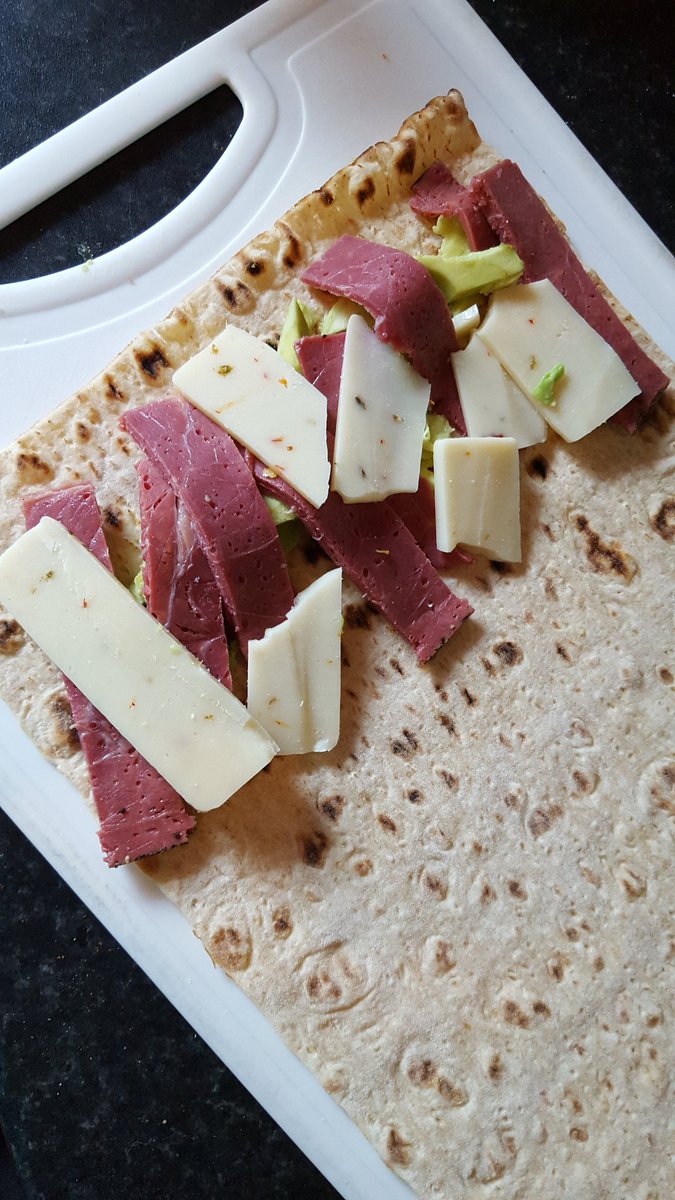 ProteinR's tweet image. Avocado pastrami and spicy cheese all in a lavash bread from @MuscleFoodUK @GrenadeJay style!